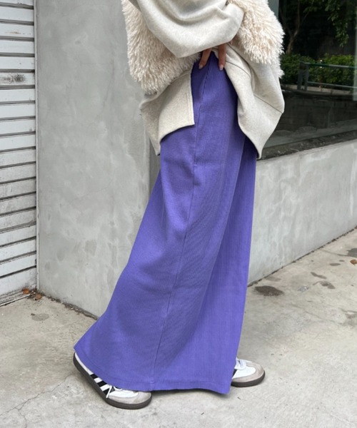 CIAOPANIC TYPY(チャオパニックティピー)の「リブIラインスカート(スカート・レディース・イエロー/パープル/レッド/ブルー/ブラック/アイボリー/グレー/ピンク/グリーン/ダークグレー/ブルー系その他/オレンジ/サーモンピンク/ホワイト/パープル系その他/レモンイエロー/グレー系その他/ライム/カーキ・SMALL/MEDIUM)」の12枚目の写真