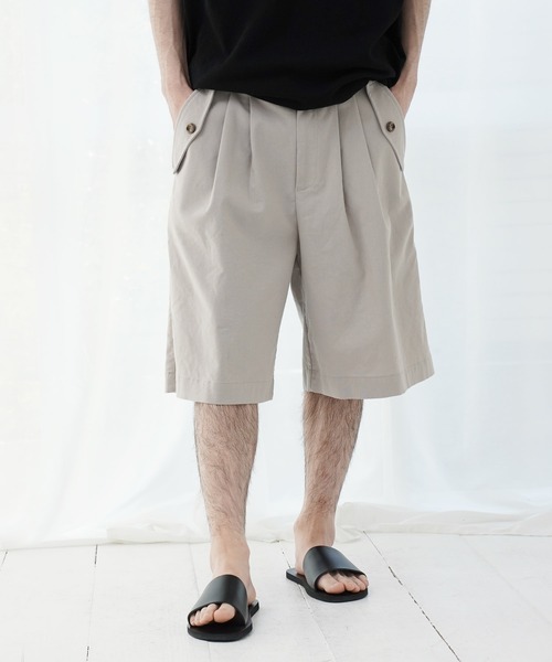 Air Tokyo（エアートウキョー）の「綿麻 フロント ツータック ショートパンツ（その他パンツ・メンズ・ブラック/グレイッシュベージュ・MEDIUM/LARGE）」の15枚目の写真