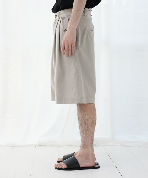 Air Tokyo（エアートウキョー）の「綿麻 フロント ツータック ショートパンツ（その他パンツ・メンズ・ブラック/グレイッシュベージュ・MEDIUM/LARGE）」の12枚目の写真