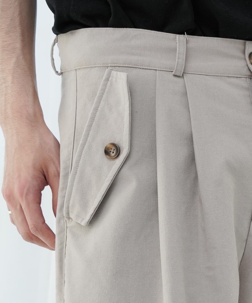 Air Tokyo（エアートウキョー）の「綿麻 フロント ツータック ショートパンツ（その他パンツ・メンズ・ブラック/グレイッシュベージュ・MEDIUM/LARGE）」の14枚目の写真