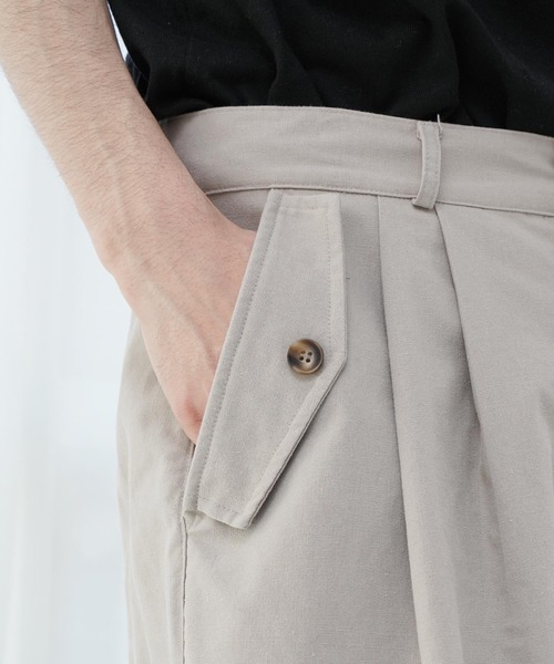 Air Tokyo（エアートウキョー）の「綿麻 フロント ツータック ショートパンツ（その他パンツ・メンズ・ブラック/グレイッシュベージュ・MEDIUM/LARGE）」の19枚目の写真
