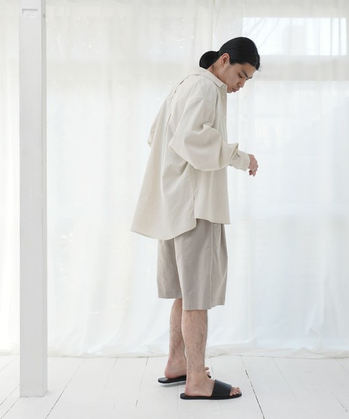 Air Tokyo（エアートウキョー）の「綿麻 フロント ツータック ショートパンツ（その他パンツ・メンズ・ブラック/グレイッシュベージュ・MEDIUM/LARGE）」の16枚目の写真