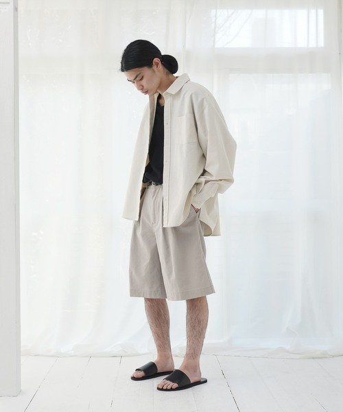 Air Tokyo（エアートウキョー）の「綿麻 フロント ツータック ショートパンツ（その他パンツ・メンズ・ブラック/グレイッシュベージュ・MEDIUM/LARGE）」の18枚目の写真