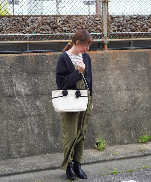 SALON de RUBAN（サロンドルヴァン）の「【SALON de RUBAN / サロン ド ルヴァン】 WEB限定 キャンバス素材 500mlペットボトル収納可 ポケット多数 ロープハンドル ランチトートバッグ（トートバッグ・レディース・ブラック/ホワイト×ブラック/ホワイト・FREE）」の15枚目の写真