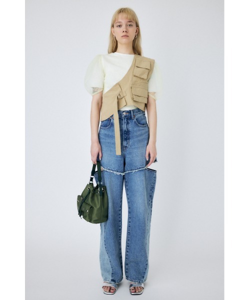 MOUSSY(マウジー)の「ONE SHOULDER UTILITY ベスト(ベスト・レディース・ライトベージュ/ブラック・FREE)」の20枚目の写真