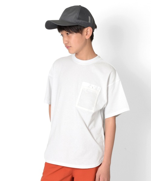 GLAZOS（グラソス）の「【接触冷感】アソートポケット裾ラウンド半袖Tシャツ（Tシャツ/カットソー・キッズ・サックスブルー/ネイビー/ブラック/オフホワイト/チャコールグレー/ホワイト・160cm/130cm/170cm/140cm/150cm）」の2枚目の写真