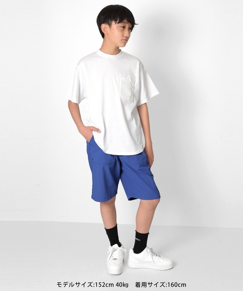 GLAZOS（グラソス）の「【接触冷感】アソートポケット裾ラウンド半袖Tシャツ（Tシャツ/カットソー・キッズ・サックスブルー/ネイビー/ブラック/オフホワイト/チャコールグレー/ホワイト・160cm/130cm/170cm/140cm/150cm）」の10枚目の写真