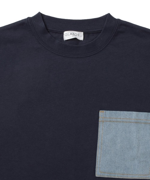 GLAZOS（グラソス）の「【接触冷感】アソートポケット裾ラウンド半袖Tシャツ（Tシャツ/カットソー・キッズ・サックスブルー/ネイビー/ブラック/オフホワイト/チャコールグレー/ホワイト・160cm/130cm/170cm/140cm/150cm）」の14枚目の写真