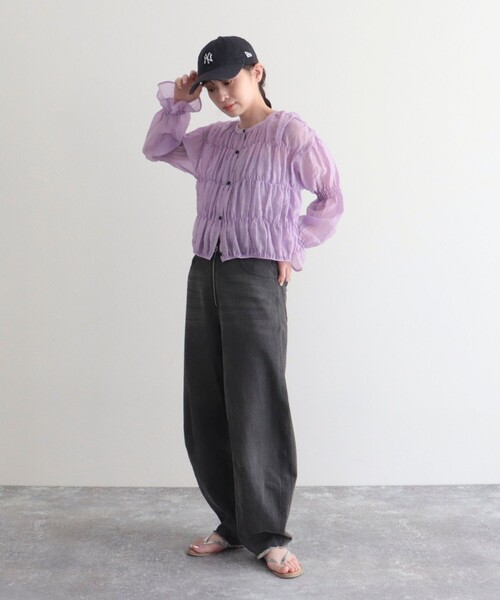 fredy emue（フレディエミュ）の「【fredy emue】シャーリングボレロシャツ（シャツ/ブラウス・レディース・ラベンダー/ブラック/オフホワイト/イエロー/チャコールグレー・38）」の8枚目の写真