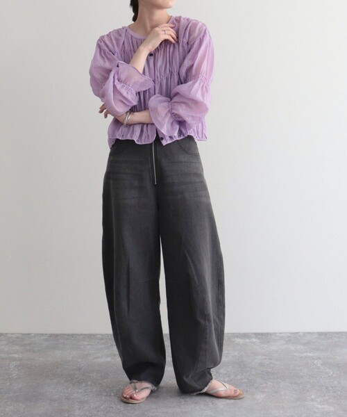 fredy emue（フレディエミュ）の「【fredy emue】シャーリングボレロシャツ（シャツ/ブラウス・レディース・ラベンダー/ブラック/オフホワイト/イエロー/チャコールグレー・38）」の12枚目の写真