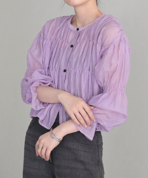 fredy emue（フレディエミュ）の「【fredy emue】シャーリングボレロシャツ（シャツ/ブラウス・レディース・ラベンダー/ブラック/オフホワイト/イエロー/チャコールグレー・38）」の13枚目の写真