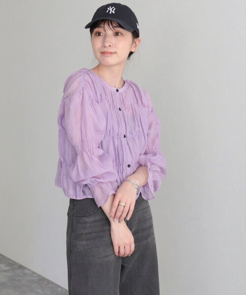 fredy emue（フレディエミュ）の「【fredy emue】シャーリングボレロシャツ（シャツ/ブラウス・レディース・ラベンダー/ブラック/オフホワイト/イエロー/チャコールグレー・38）」の15枚目の写真