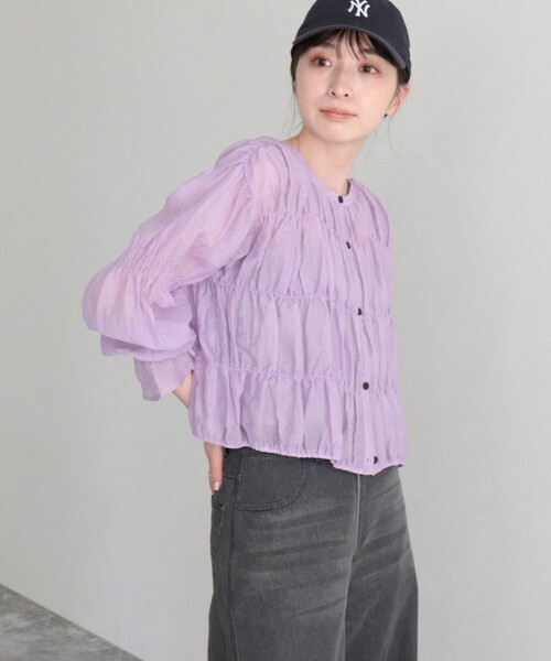 fredy emue（フレディエミュ）の「【fredy emue】シャーリングボレロシャツ（シャツ/ブラウス・レディース・ラベンダー/ブラック/オフホワイト/イエロー/チャコールグレー・38）」の16枚目の写真