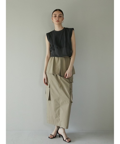 LA PEAU DE GEM(ラポドゥジェム)の「【LA PEAU DE GEM】3Dタンクトップ(タンクトップ・レディース・ホワイト/ブラック/グレー・FREE)」の6枚目の写真