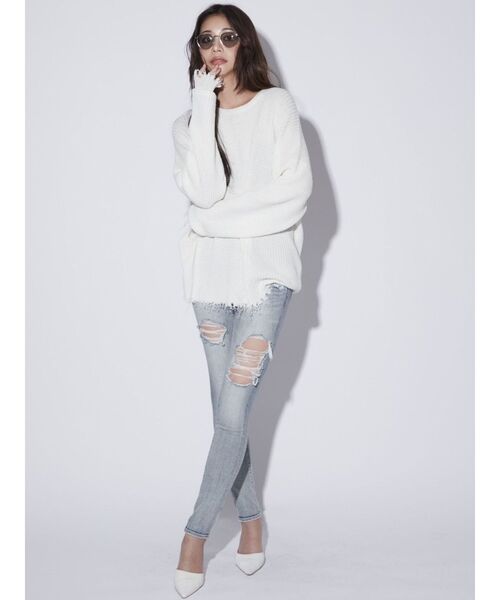 GYDA（ジェイダ）の「グラインダーワッフルニットTOPS（ニット/セーター・レディース・オフホワイト/その他1・FREE）」の12枚目の写真