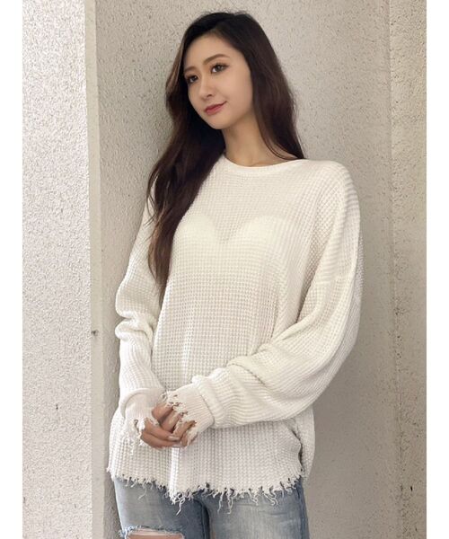 GYDA（ジェイダ）の「グラインダーワッフルニットTOPS（ニット/セーター・レディース・オフホワイト/その他1・FREE）」の16枚目の写真