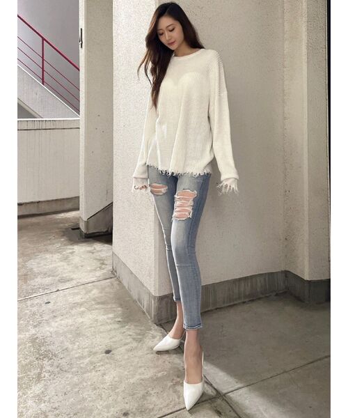 GYDA（ジェイダ）の「グラインダーワッフルニットTOPS（ニット/セーター・レディース・オフホワイト/その他1・FREE）」の17枚目の写真