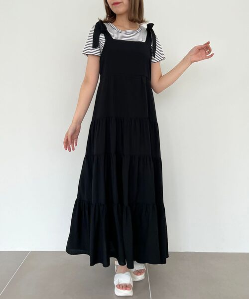 MAJESTIC LEGON(マジェスティックレゴン)の「【WEB限定XSサイズあり】2way肩リボンティアードワンピース(ワンピース・レディース・オレンジ/ブラック/アイボリー・X-SMALL/SMALL/MEDIUM)」の6枚目の写真