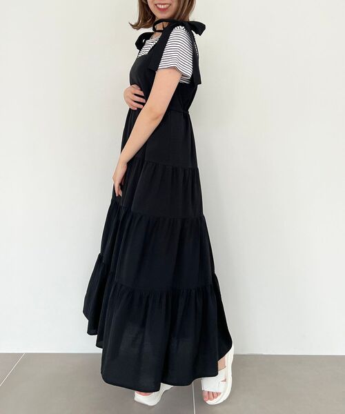 MAJESTIC LEGON(マジェスティックレゴン)の「【WEB限定XSサイズあり】2way肩リボンティアードワンピース(ワンピース・レディース・オレンジ/ブラック/アイボリー・X-SMALL/SMALL/MEDIUM)」の7枚目の写真