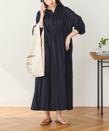 コットンボイル シャーリングシャツワンピース