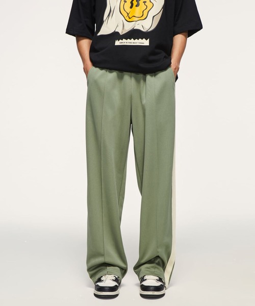 CORPUS TOKYO（コーパス トーキョー）の「サイドラインワイドジャージーパンツ（スウェットパンツ・メンズ・ブラック/チャコールグレー/グリーン/ブラウン/ライトグリーン・1/2/4/3）」の9枚目の写真