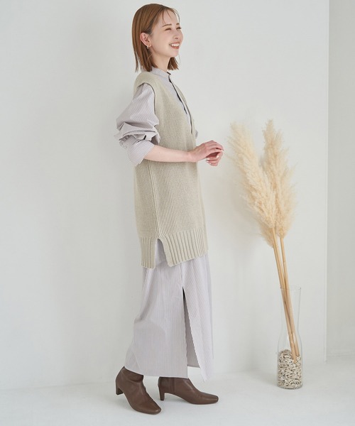 ROPE' PICNIC(ロペピクニック)の「【WEB限定】パチパチしにくい・洗える/Vネックロングベスト(ベスト・レディース・キナリ/ブラック/グレー系その他・38)」の9枚目の写真