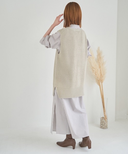 ROPE' PICNIC(ロペピクニック)の「【WEB限定】パチパチしにくい・洗える/Vネックロングベスト(ベスト・レディース・キナリ/ブラック/グレー系その他・38)」の10枚目の写真
