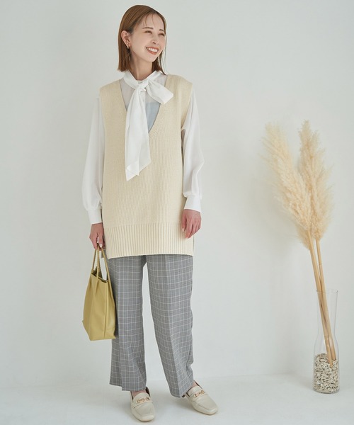 ROPE' PICNIC(ロペピクニック)の「【WEB限定】パチパチしにくい・洗える/Vネックロングベスト(ベスト・レディース・キナリ/ブラック/グレー系その他・38)」の14枚目の写真