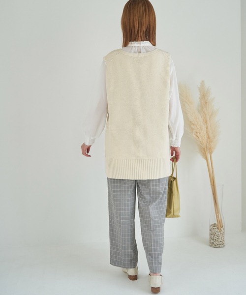 ROPE' PICNIC(ロペピクニック)の「【WEB限定】パチパチしにくい・洗える/Vネックロングベスト(ベスト・レディース・キナリ/ブラック/グレー系その他・38)」の16枚目の写真