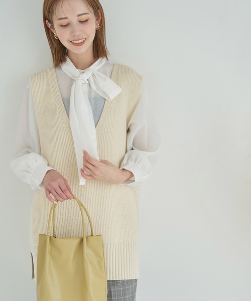 ROPE' PICNIC(ロペピクニック)の「【WEB限定】パチパチしにくい・洗える/Vネックロングベスト(ベスト・レディース・キナリ/ブラック/グレー系その他・38)」の18枚目の写真