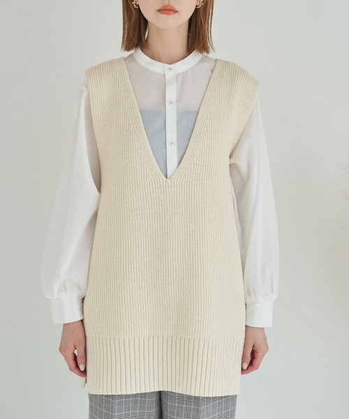 ROPE' PICNIC(ロペピクニック)の「【WEB限定】パチパチしにくい・洗える/Vネックロングベスト(ベスト・レディース・キナリ/ブラック/グレー系その他・38)」の19枚目の写真