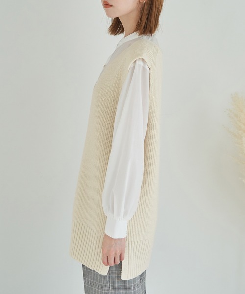 ROPE' PICNIC(ロペピクニック)の「【WEB限定】パチパチしにくい・洗える/Vネックロングベスト(ベスト・レディース・キナリ/ブラック/グレー系その他・38)」の20枚目の写真