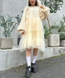 Candy Stripper | TULLE DOCKING CABLE KNIT ワンピース(ワンピース)