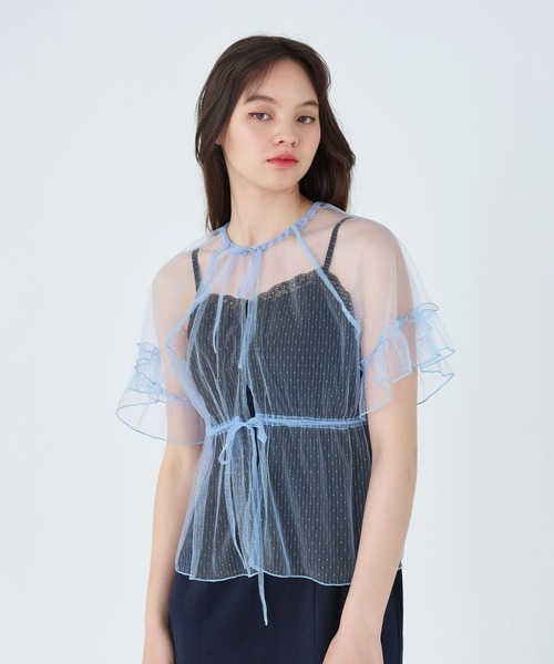 TINA:JOJUN(ティーナジョジュン)の「前後2WAY レースブラウス TINA:JOJUN(シャツ/ブラウス・レディース・ブルー/サーモンピンク・M)」の2枚目の写真
