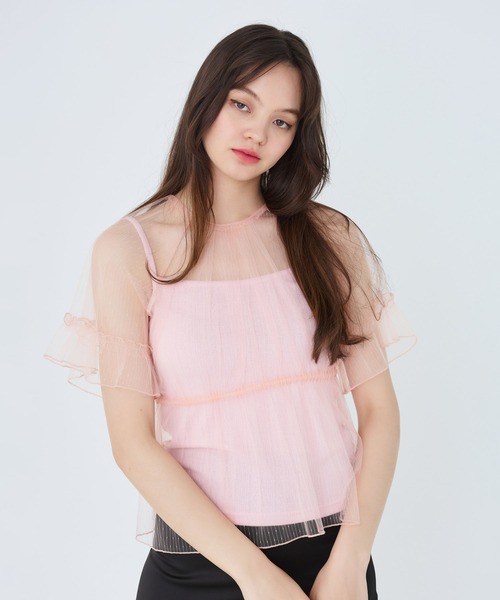 TINA:JOJUN(ティーナジョジュン)の「前後2WAY レースブラウス TINA:JOJUN(シャツ/ブラウス・レディース・ブルー/サーモンピンク・M)」の6枚目の写真