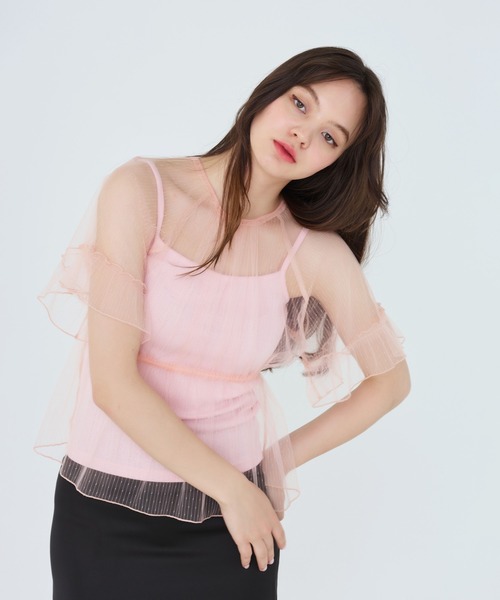 TINA:JOJUN(ティーナジョジュン)の「前後2WAY レースブラウス TINA:JOJUN(シャツ/ブラウス・レディース・ブルー/サーモンピンク・M)」の3枚目の写真