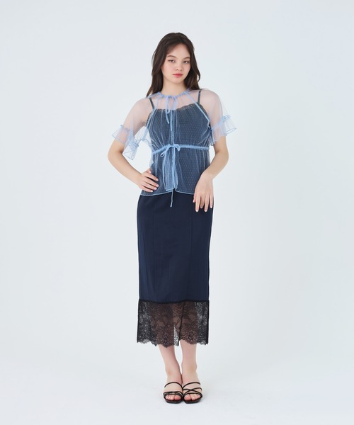 TINA:JOJUN(ティーナジョジュン)の「前後2WAY レースブラウス TINA:JOJUN(シャツ/ブラウス・レディース・ブルー/サーモンピンク・M)」の7枚目の写真