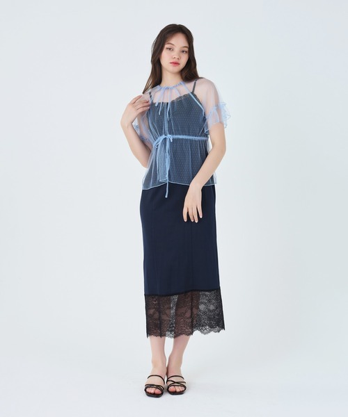TINA:JOJUN(ティーナジョジュン)の「前後2WAY レースブラウス TINA:JOJUN(シャツ/ブラウス・レディース・ブルー/サーモンピンク・M)」の4枚目の写真