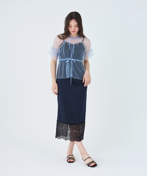 TINA:JOJUN(ティーナジョジュン)の「前後2WAY レースブラウス TINA:JOJUN(シャツ/ブラウス・レディース・ブルー/サーモンピンク・M)」の12枚目の写真