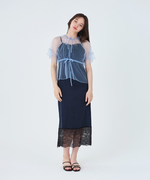 TINA:JOJUN(ティーナジョジュン)の「前後2WAY レースブラウス TINA:JOJUN(シャツ/ブラウス・レディース・ブルー/サーモンピンク・M)」の15枚目の写真