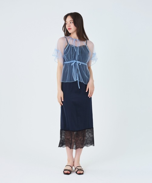 TINA:JOJUN(ティーナジョジュン)の「前後2WAY レースブラウス TINA:JOJUN(シャツ/ブラウス・レディース・ブルー/サーモンピンク・M)」の5枚目の写真