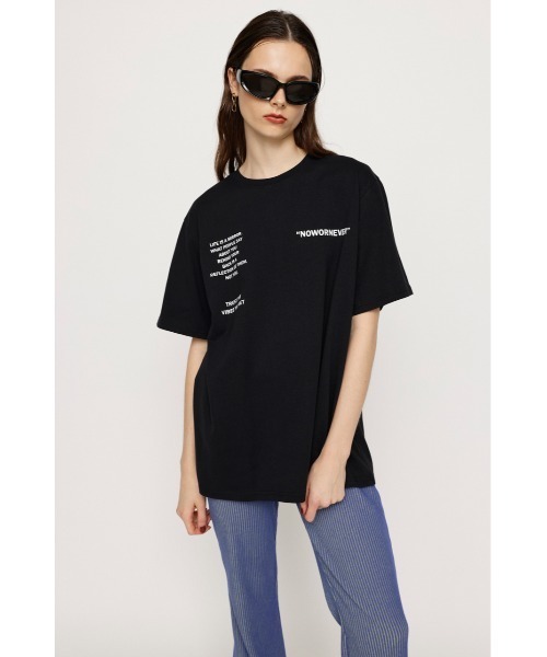 SLY（スライ）の「OVER SIZE MESSAGE T/SH オーバーサイズ メッセージ Tシャツ ビッグサイズ（Tシャツ/カットソー・レディース・ブラック/オフホワイト/イエロー/グレー・FREE）」の3枚目の写真