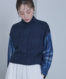 箔プリントケーブルショートニット