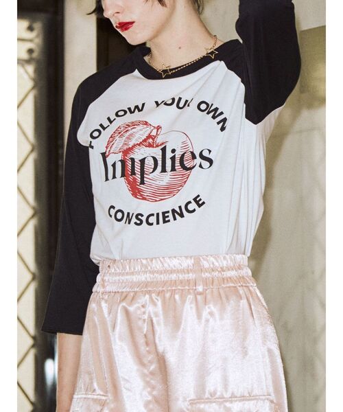 jouetie（ジュエティ）の「アップルラグランTシャツ（Tシャツ/カットソー・レディース・オフホワイト/ピンク/ブルー・MEDIUM）」の6枚目の写真