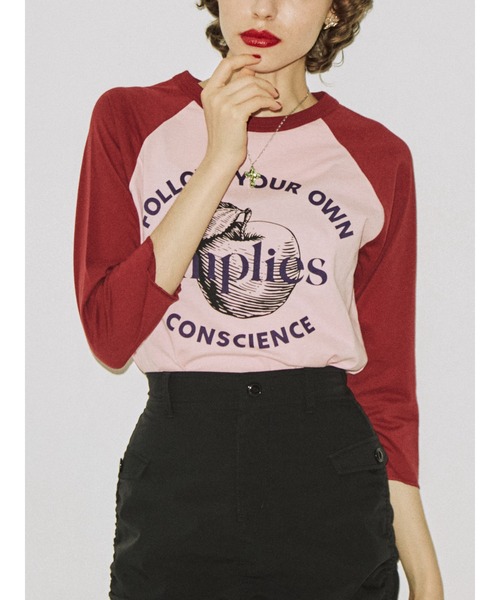 jouetie（ジュエティ）の「アップルラグランTシャツ（Tシャツ/カットソー・レディース・オフホワイト/ピンク/ブルー・MEDIUM）」の3枚目の写真