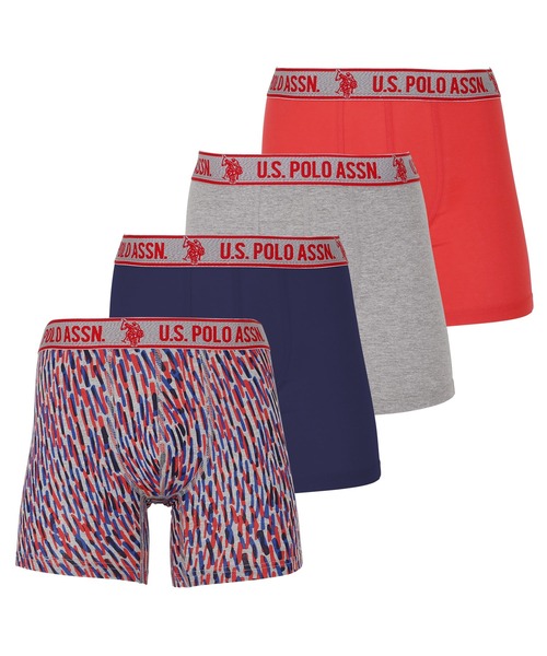 U.S. POLO ASSN.(ユーエスポロアッスン)の「U.S.POLO ASSN ユーエスポロアッスン 4PK STRETCH BB メンズ ボクサーパンツ(ボクサーパンツ・メンズ・ブルー系その他/その他/その他2/ブラック系その他/ブラック/ブルー系その他2/ブルー系その他4/チャコールグレー/グレー/ブルー系その他3/その他1/ブルー・MEDIUM/LARGE/SMALL/X-LARGE)」の1枚目の写真