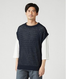 PLUS ONE | 【PLUS ONE】透かし編みニットベストレイヤード(Tシャツ/カットソー)