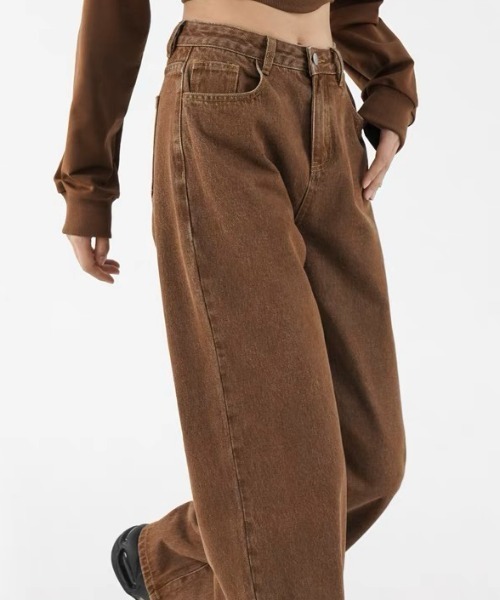 Sibra（シブラ）の「カラーヘビーツイル&デニムストレートパンツ（デニムパンツ・レディース・ブラウン/パープル・M）」の5枚目の写真