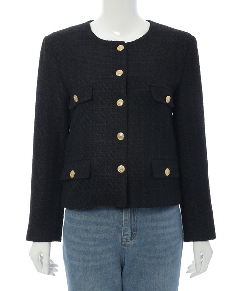 fifth（フィフス）の「ツイードジャケット（ノーカラージャケット・レディース・ブラック・M）」の9枚目の写真