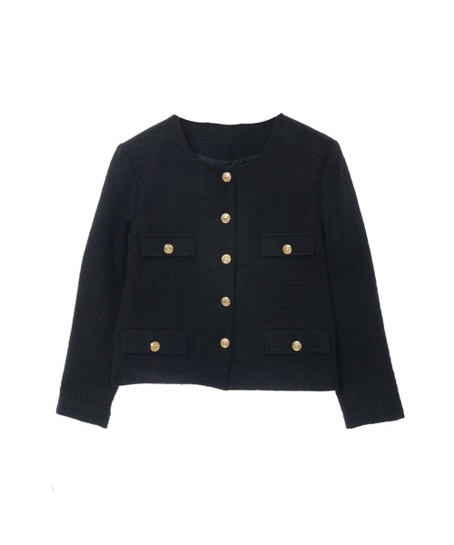 fifth（フィフス）の「ツイードジャケット（ノーカラージャケット・レディース・ブラック・M）」の8枚目の写真